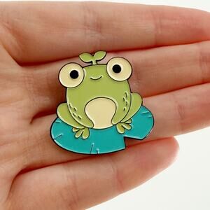 Cute Frog Lily Pad Soft Enamel Pin Kawaii Cartoon Lapel Badge